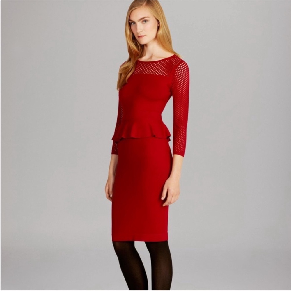 Karen Millen Red Knit Peplum
Bodycon Dress